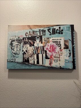Oliver Gal Street Collage Print - Light Blue & Pink Rose